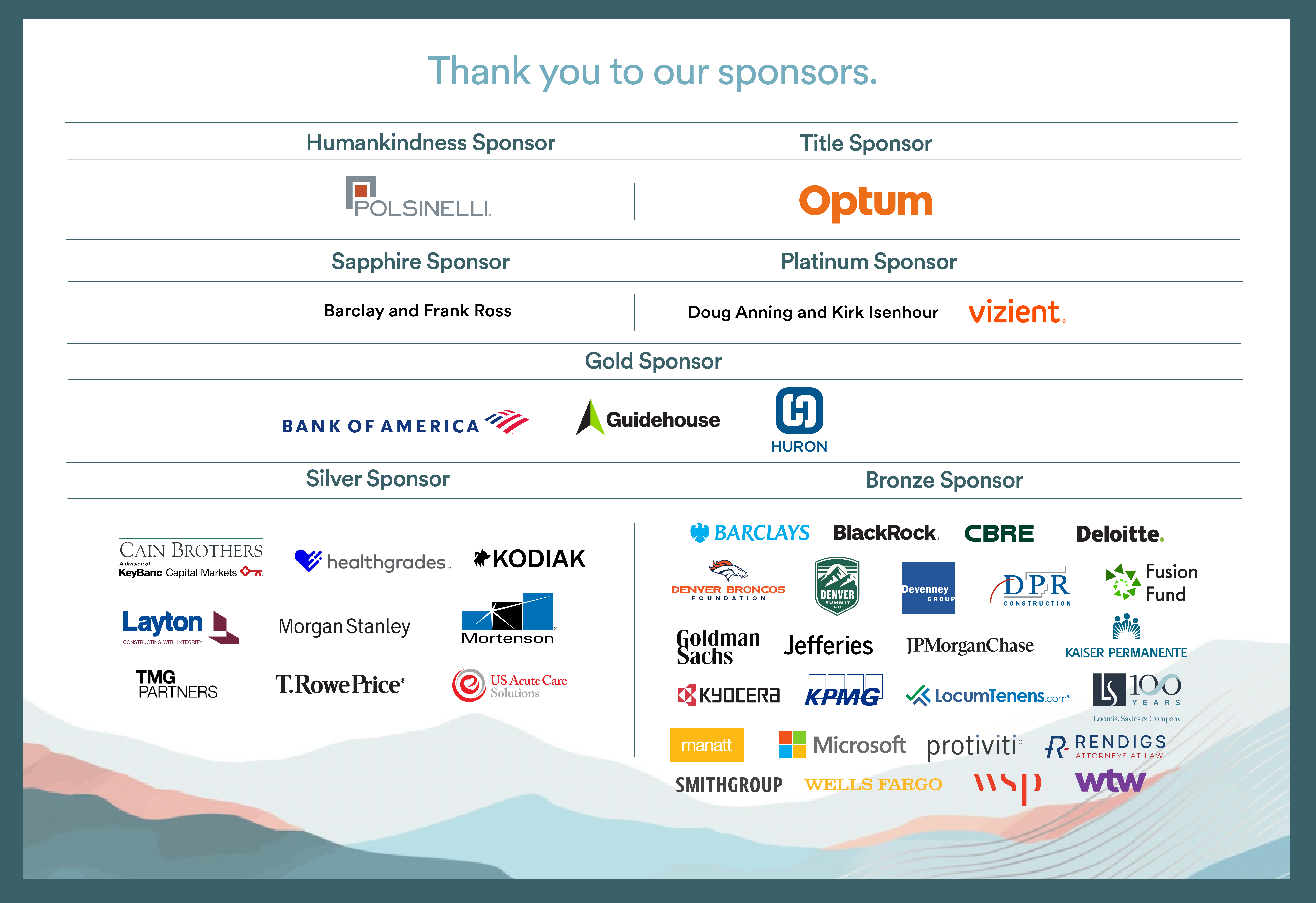 Thank you to our Humankindness Gala Sponsors