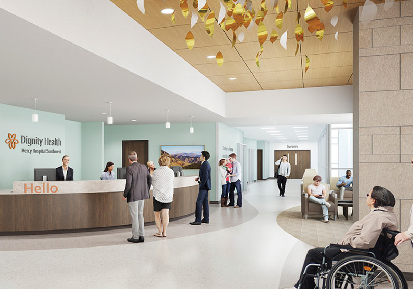 An illustration of a hospital welcome lobby