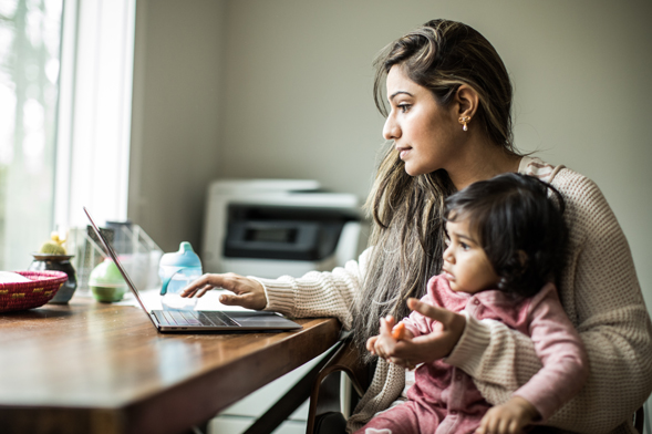 Mother and daughter on the computer.